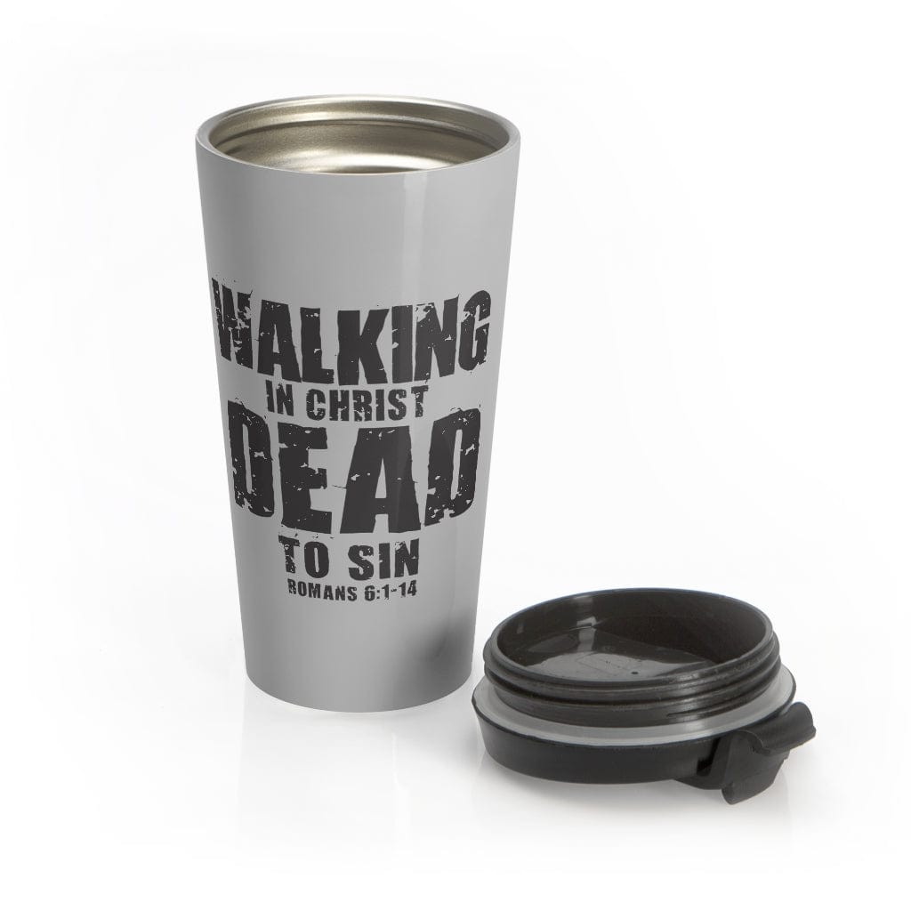 Printify Mug Travel Mug Walking Dead Steel Christian Travel Mug - Grey