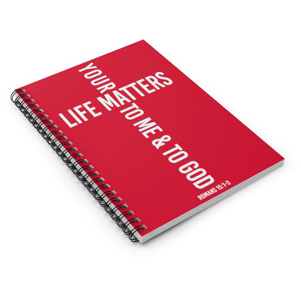 Printify Paper products Spiral Notebook Your Life Matters Red Christian Notebook