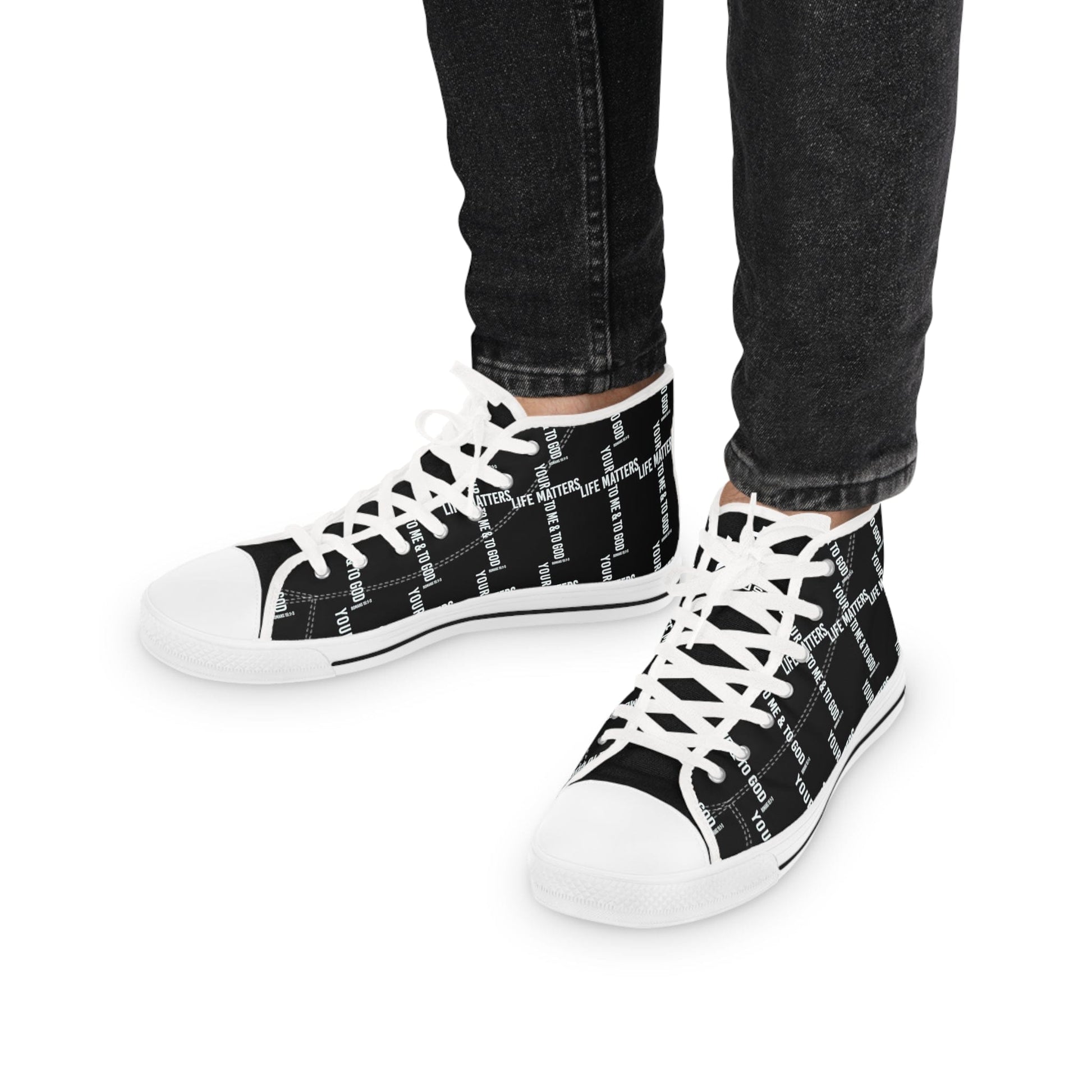 Printify Shoes Black Your Life Matters Christian Men's High Top Sneakers