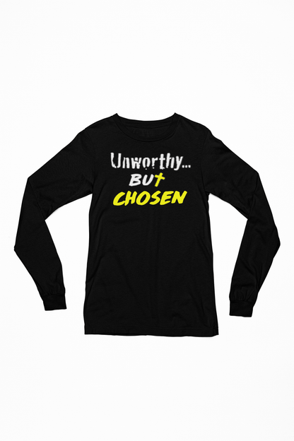 Wrighteous Wear Long-sleeve Black / S Unworthy But Chosen Unisex Christian Long Sleeve T-Shirt