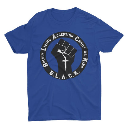 BLACK Unisex Christian T-Shirt M / Blue